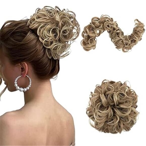 Messy Bun Scrunchie Hair Piece 32 inch DIY Wrap Around Ponytail Fluffy Pony Tail - Picture 8 of 8